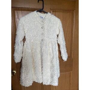 Blue-Beri Boulevard  Dress Coat Ivory Rosette Easter Dress Girls Size 12